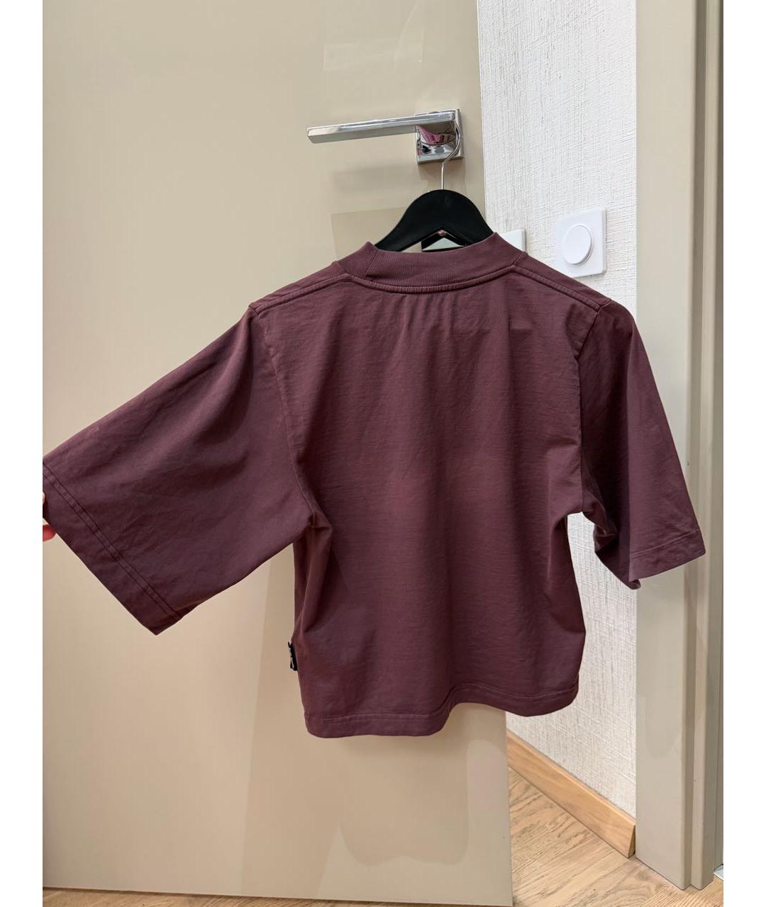 PALM ANGELS Бордовая хлопковая футболка, фото 5