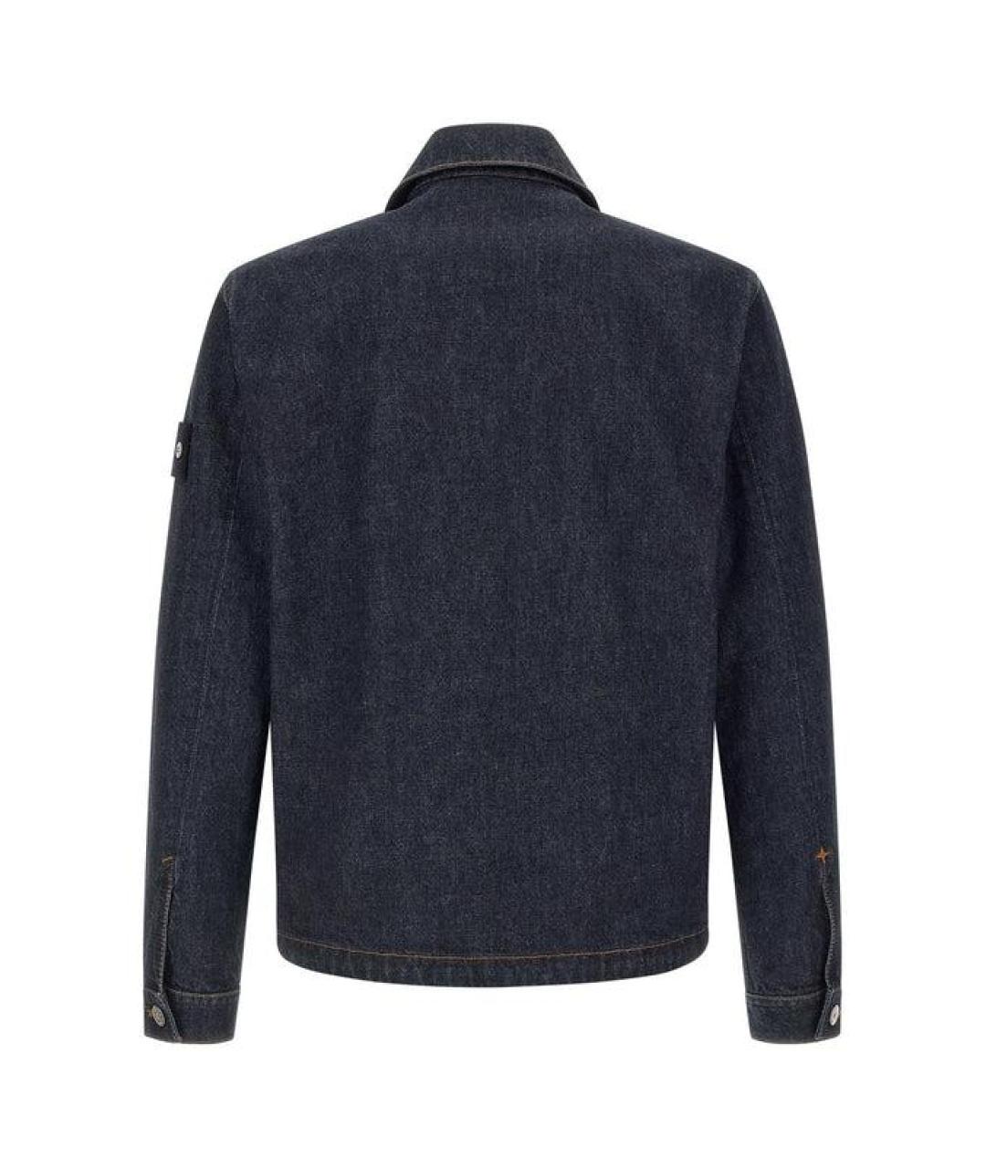 STONE ISLAND Темно-синяя хлопковая куртка, фото 2
