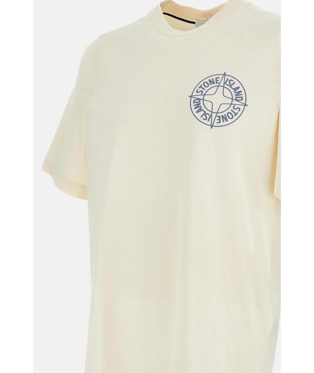 STONE ISLAND Бежевая хлопковая футболка, фото 3
