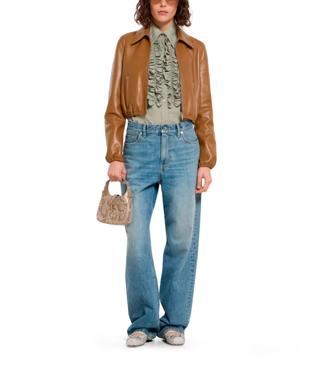 GUCCI Коричневая кожаная куртка, фото 2