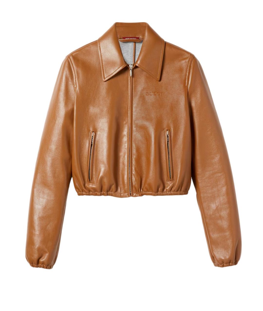 GUCCI Коричневая кожаная куртка, фото 1