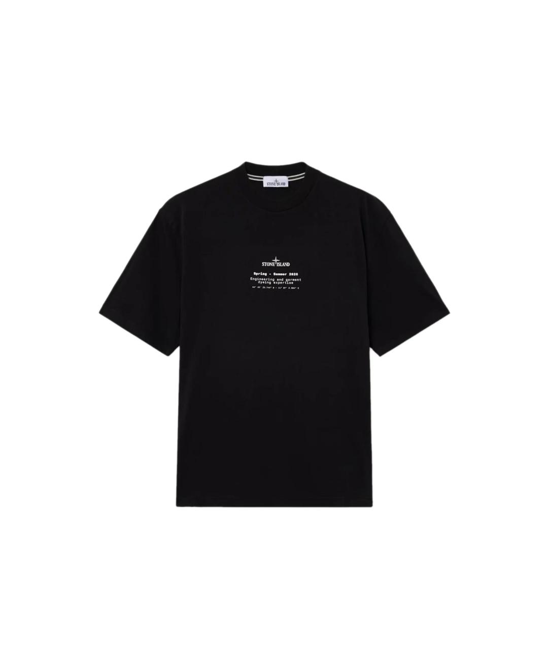 STONE ISLAND Черная хлопковая футболка, фото 3