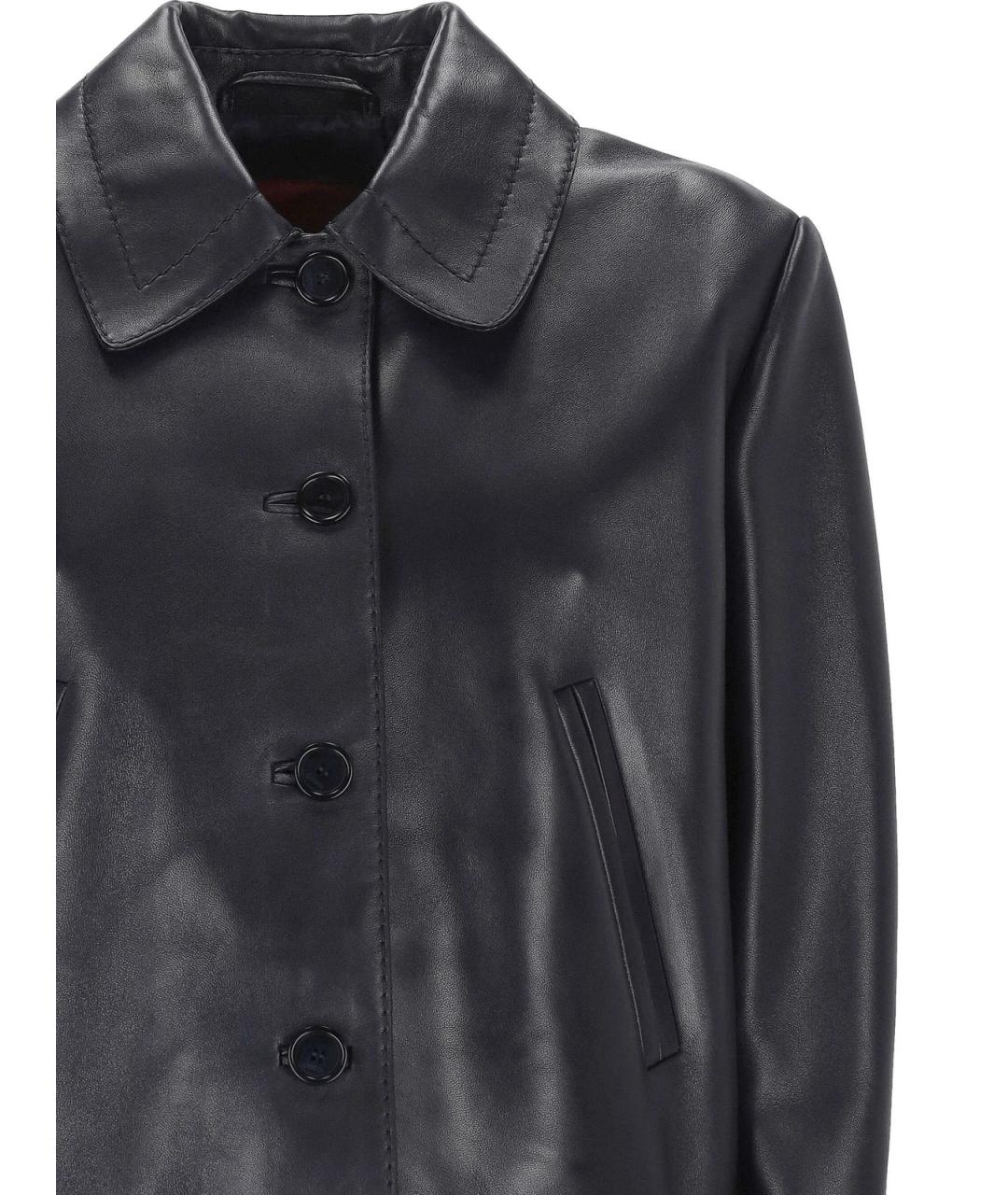 GUCCI Темно-синяя кожаная куртка, фото 3