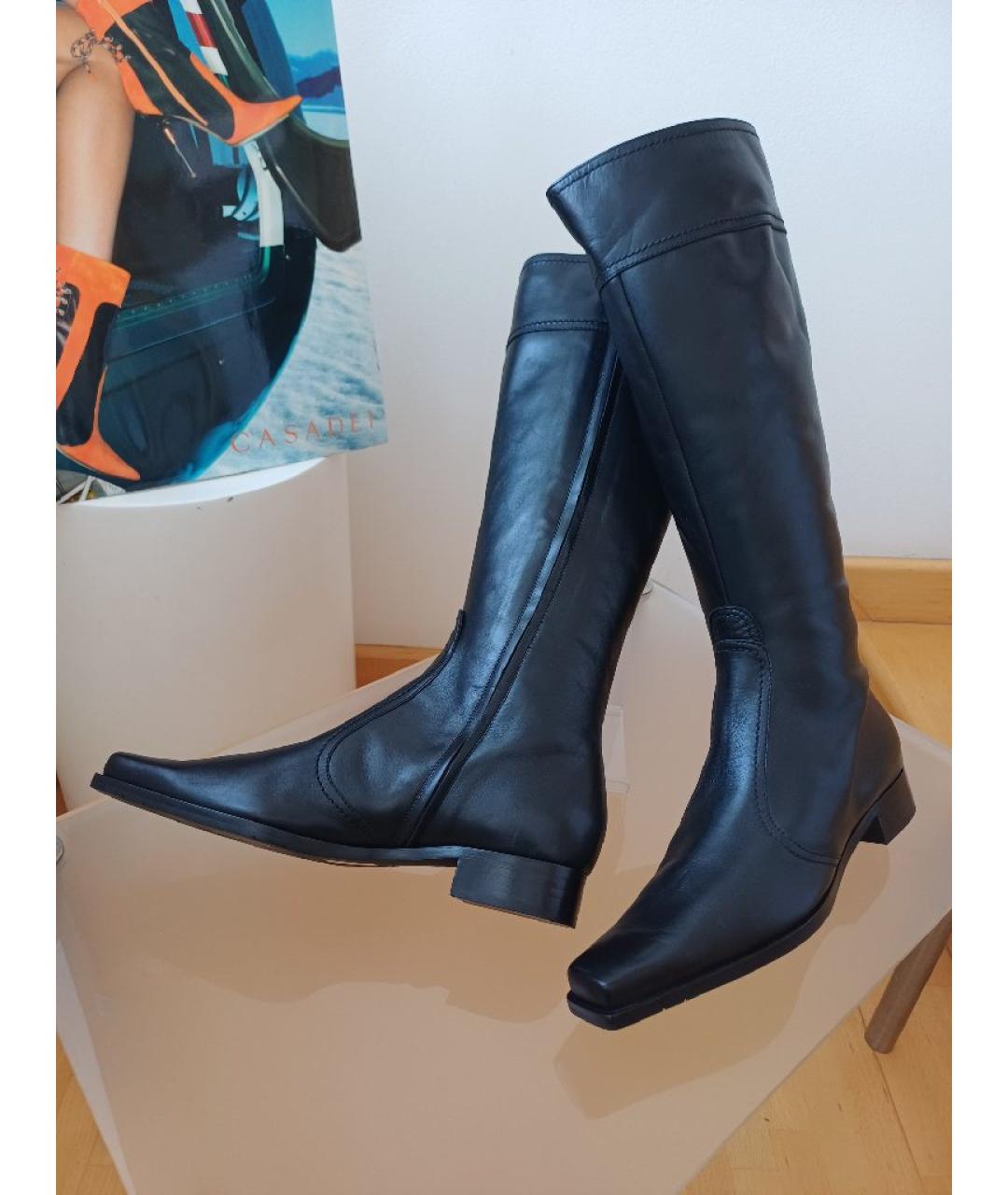 SERGIO ROSSI Черные кожаные сапоги, фото 5