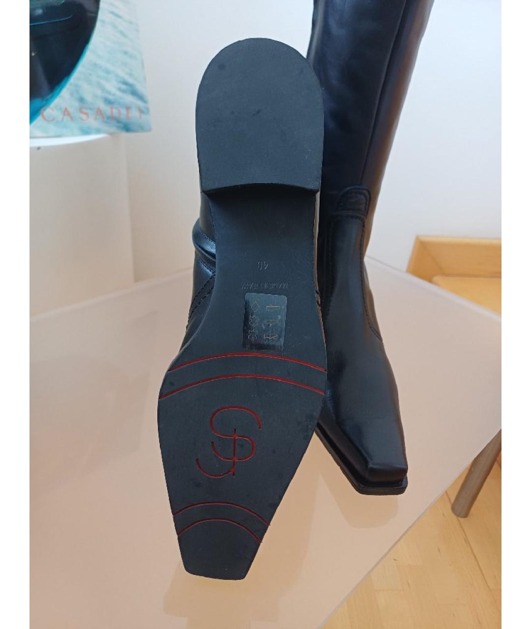 SERGIO ROSSI Черные кожаные сапоги, фото 7