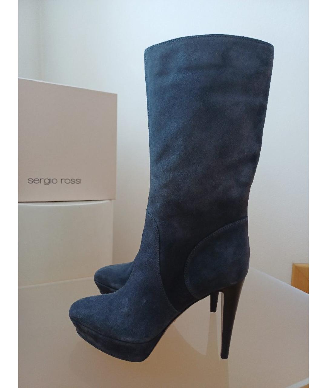 SERGIO ROSSI Серые замшевые сапоги, фото 6