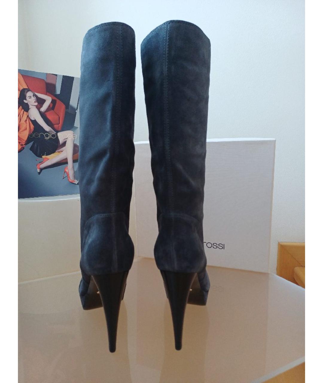 SERGIO ROSSI Серые замшевые сапоги, фото 7