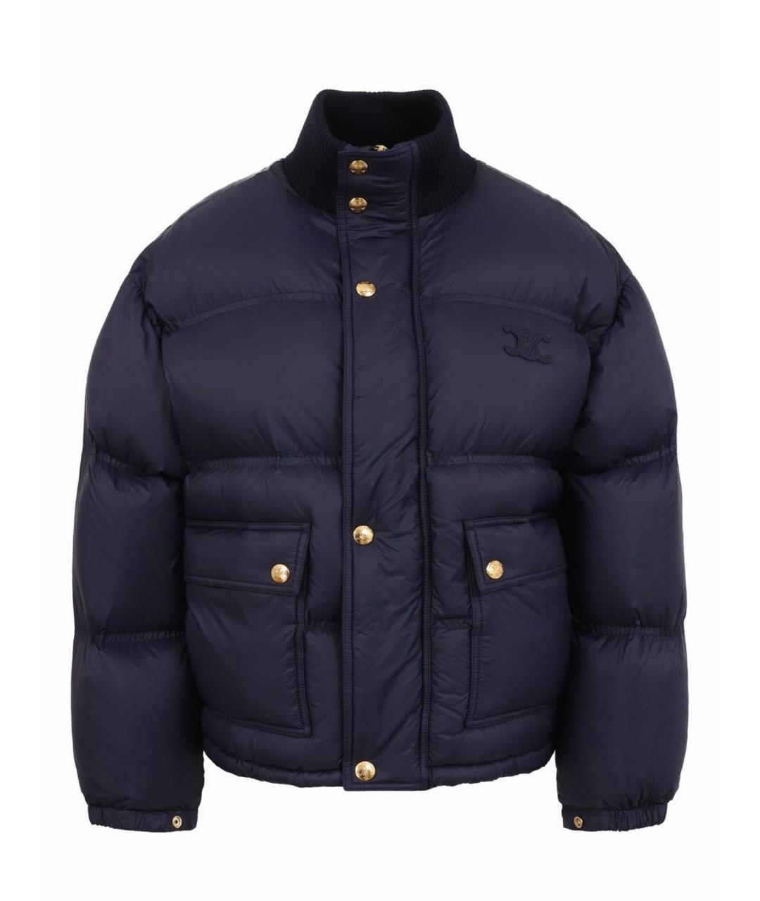 CELINE Темно-синий синтетический пуховик, фото 2