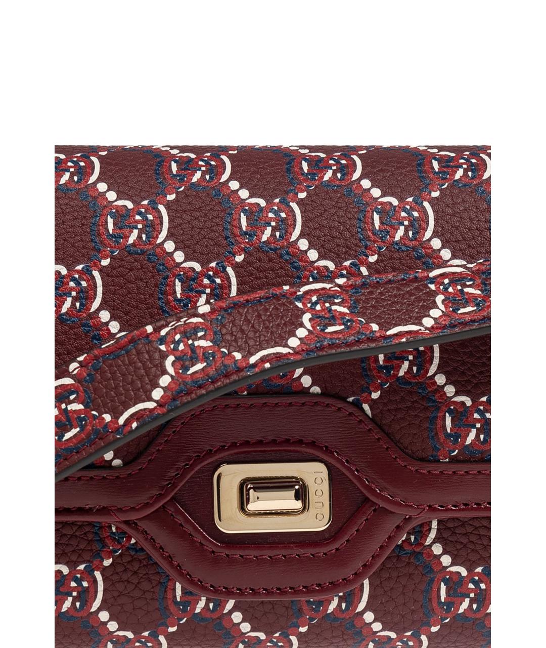 GUCCI Бордовая кожаная сумка через плечо, фото 6