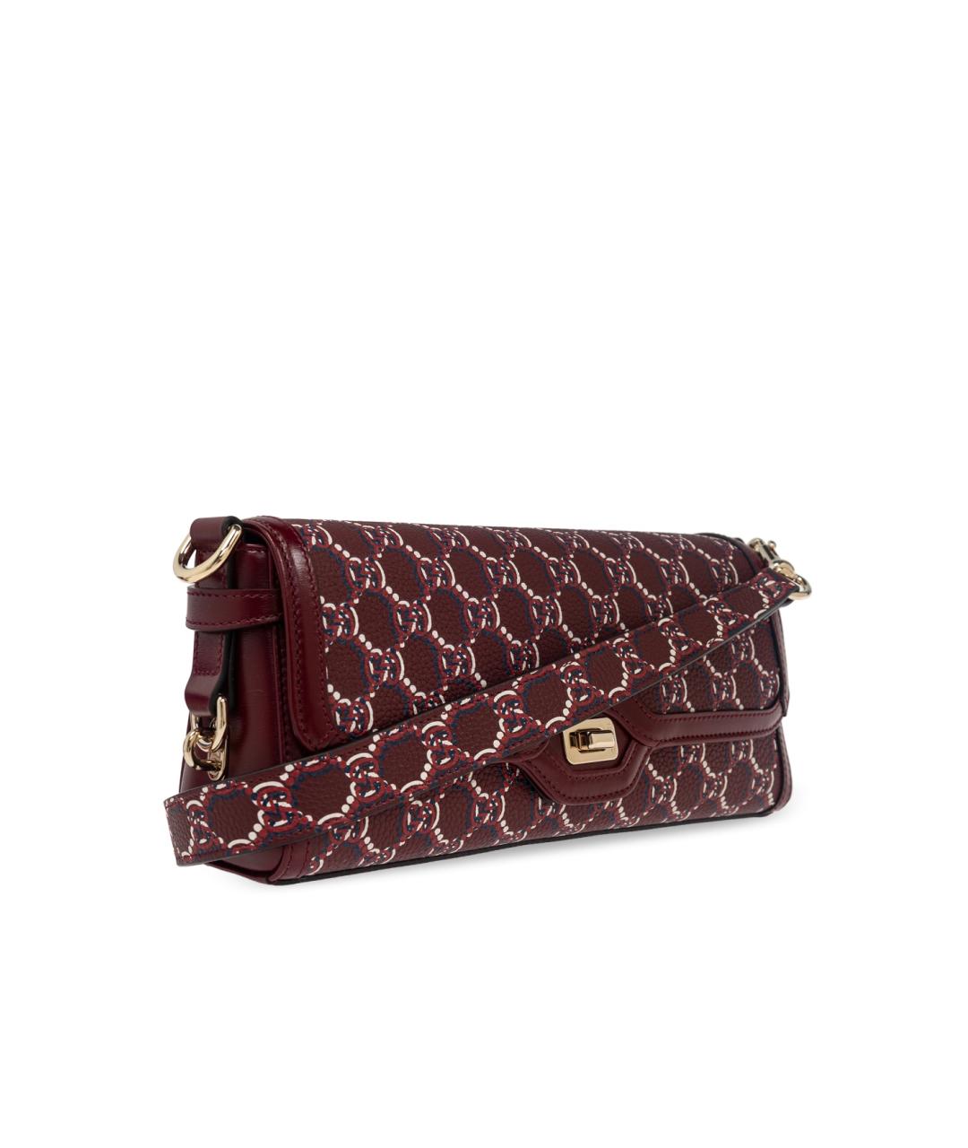 GUCCI Бордовая кожаная сумка через плечо, фото 3