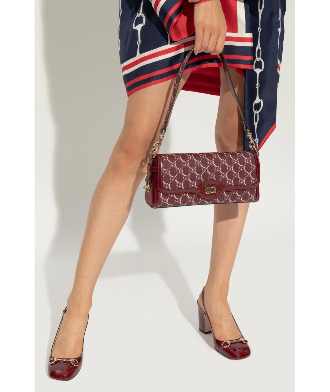 GUCCI Бордовая кожаная сумка через плечо, фото 2