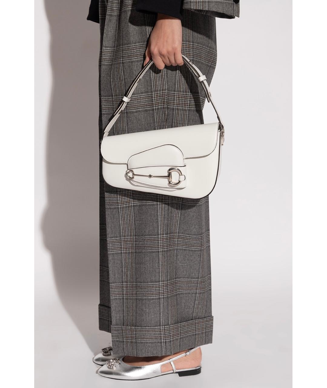 GUCCI Белая кожаная сумка с короткими ручками, фото 2