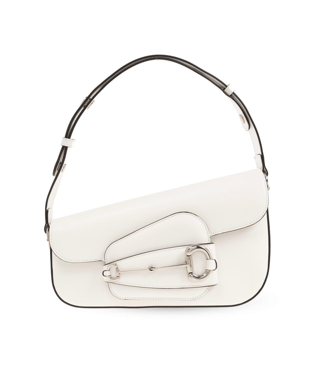 GUCCI Белая кожаная сумка с короткими ручками, фото 7