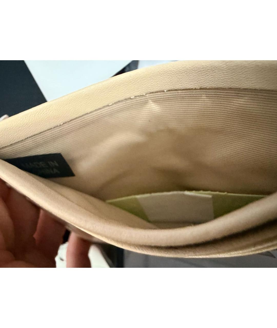 PATRIZIA PEPE Бежевый кожаный кардхолдер, фото 4