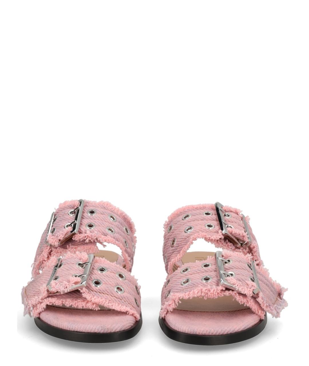 GANNI Розовые текстильные сандалии, фото 3