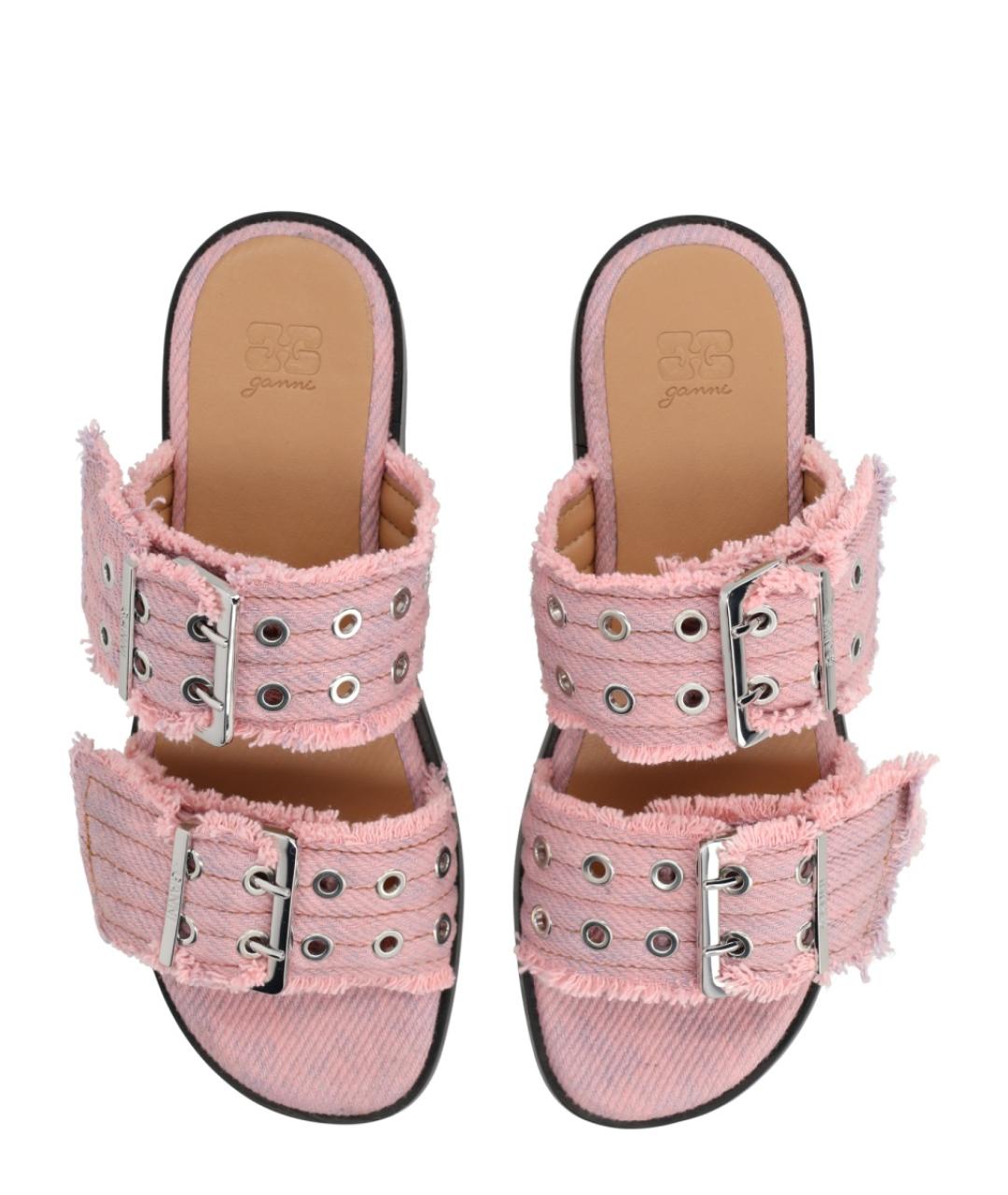 GANNI Розовые текстильные сандалии, фото 5