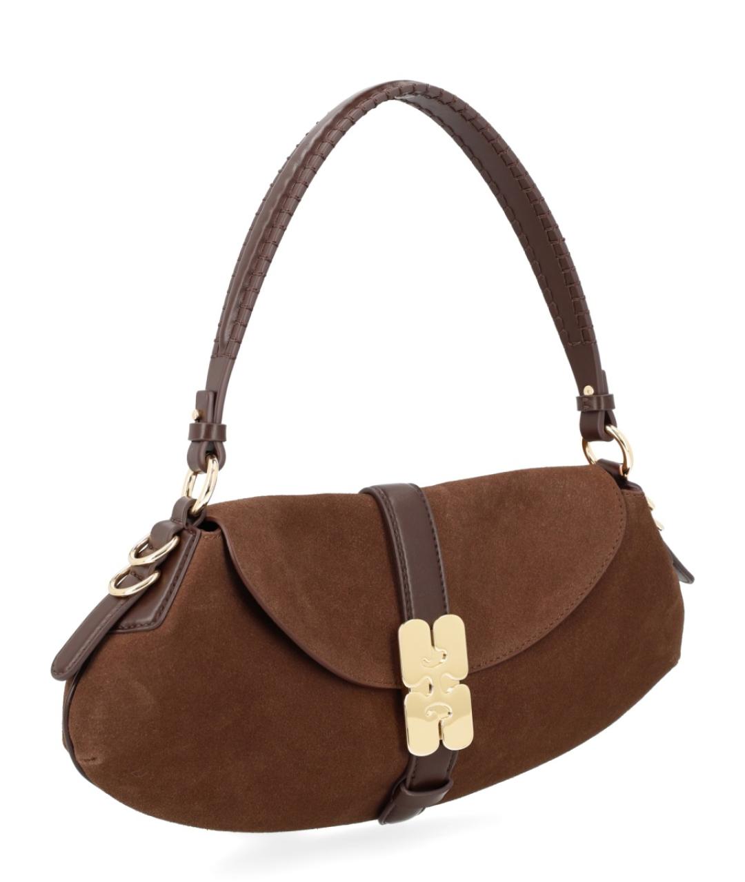 GANNI Коричневая замшевая сумка через плечо, фото 3