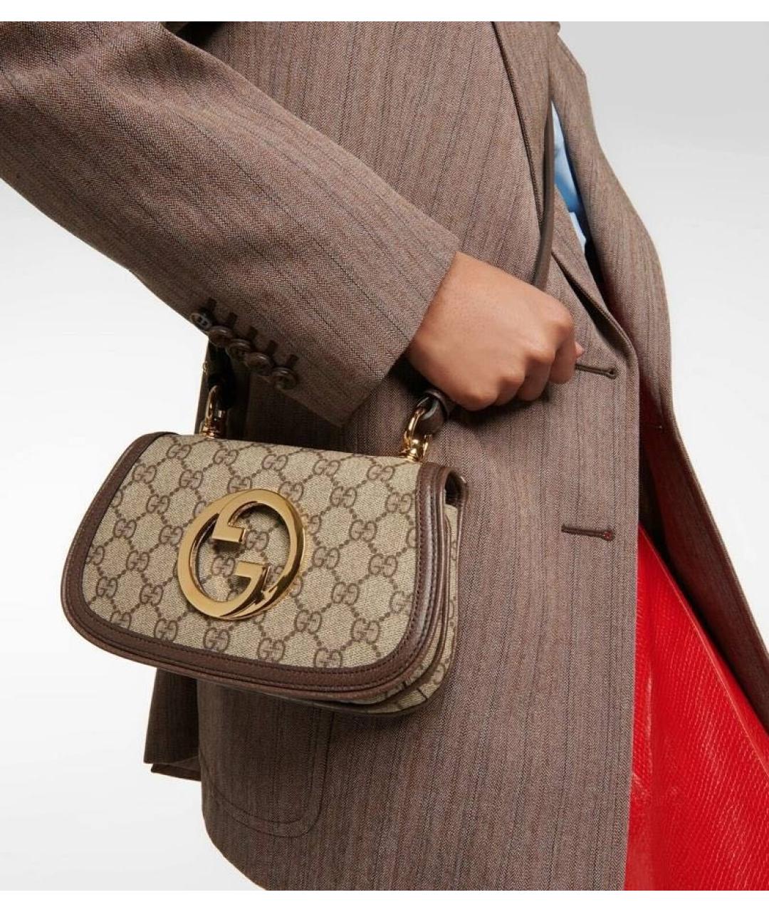 GUCCI Коричневая жаккардовая сумка через плечо, фото 2