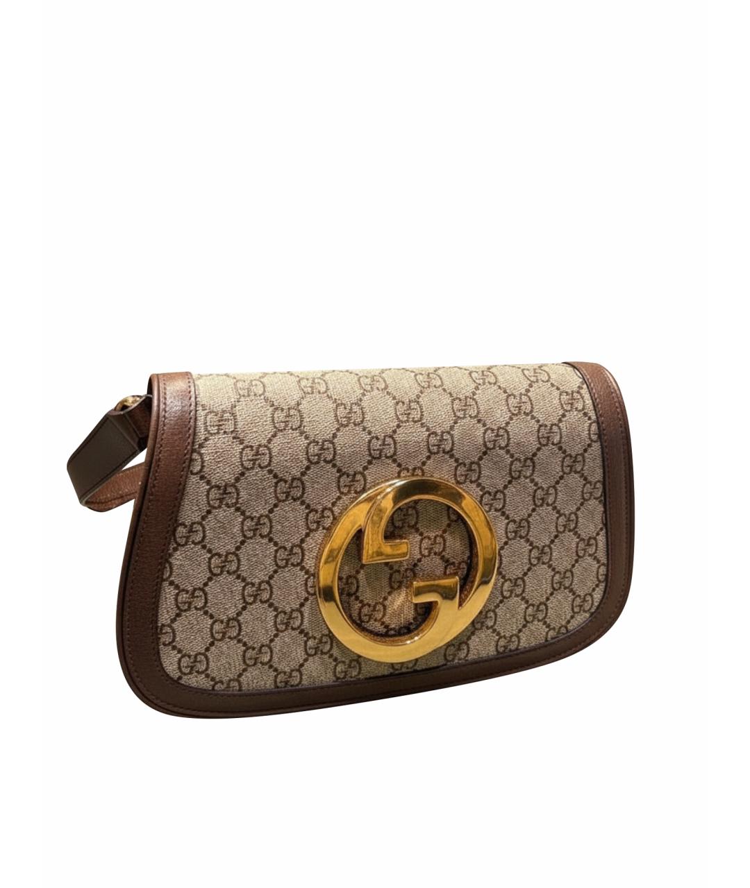 GUCCI Коричневая жаккардовая сумка через плечо, фото 1