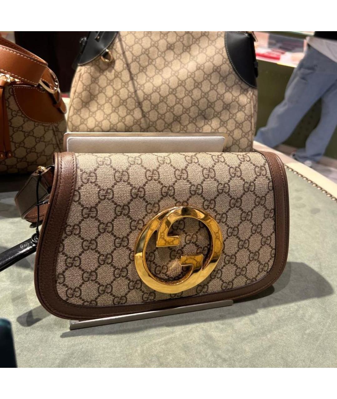 GUCCI Коричневая жаккардовая сумка через плечо, фото 5