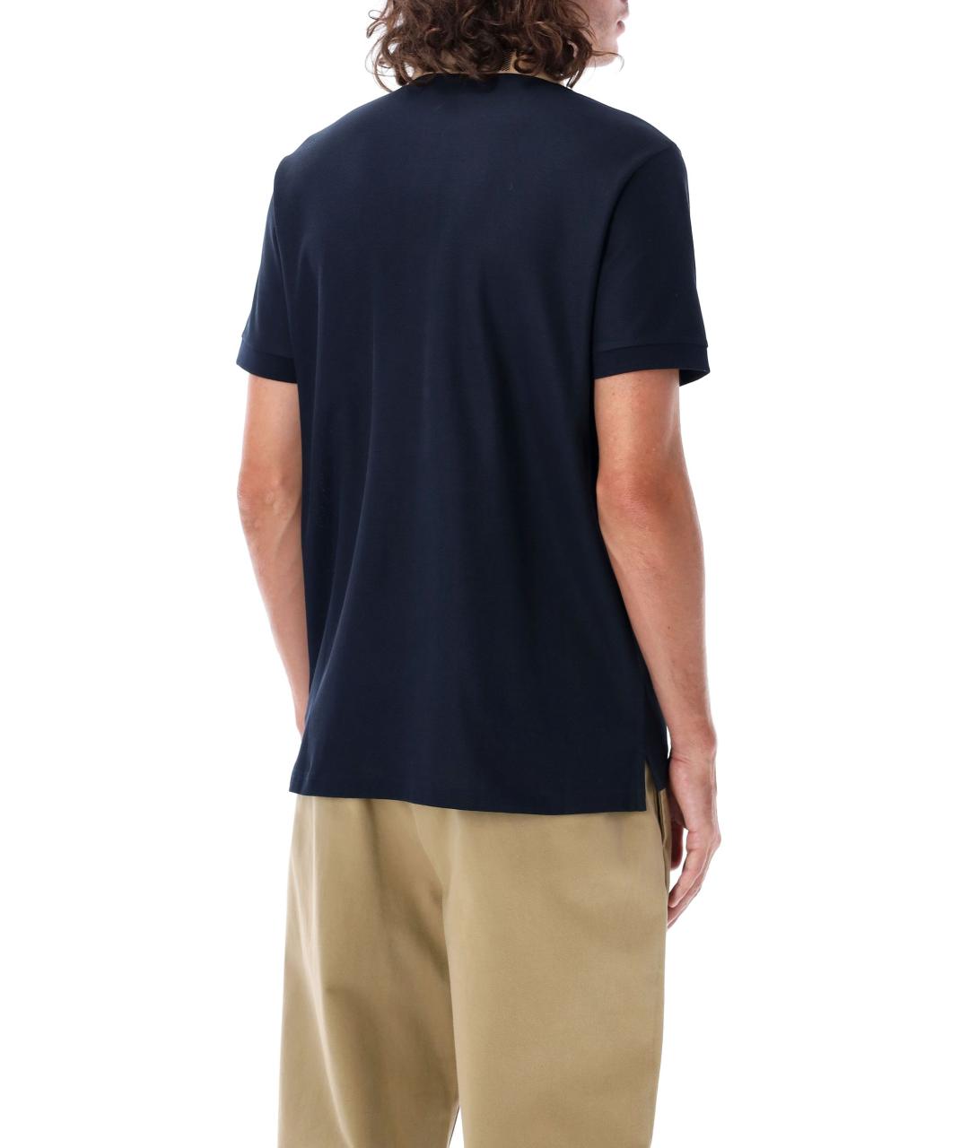 BURBERRY Синее хлопковое поло с коротким рукавом, фото 3