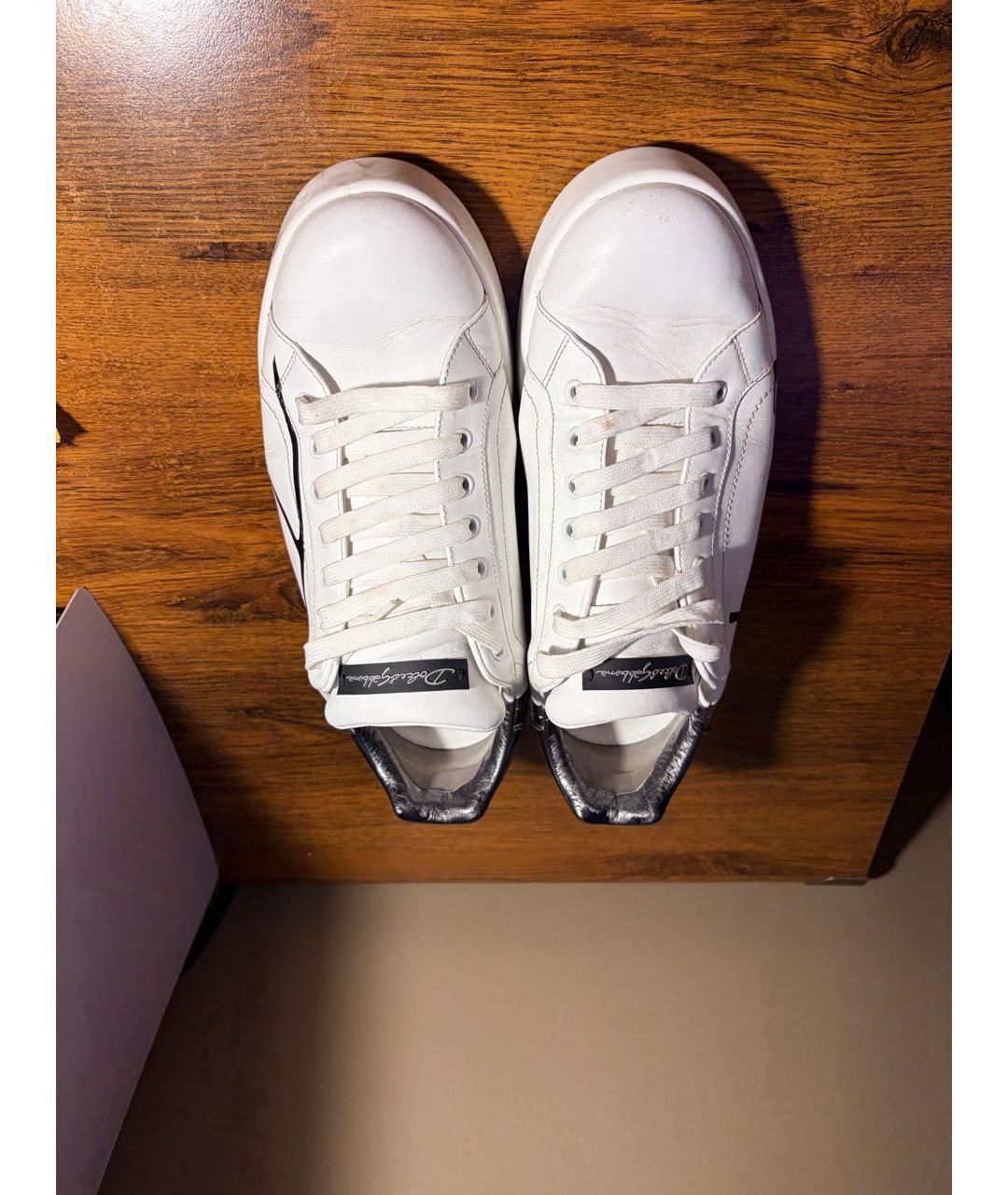 DOLCE&GABBANA Белые кожаные низкие кроссовки / кеды, фото 3