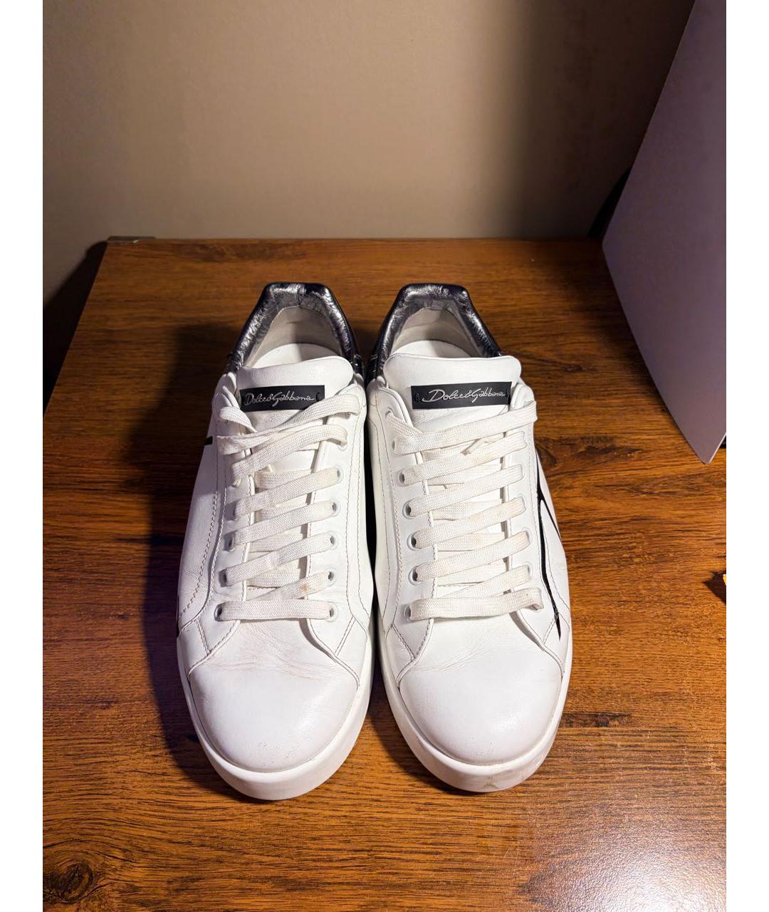 DOLCE&GABBANA Белые кожаные низкие кроссовки / кеды, фото 2