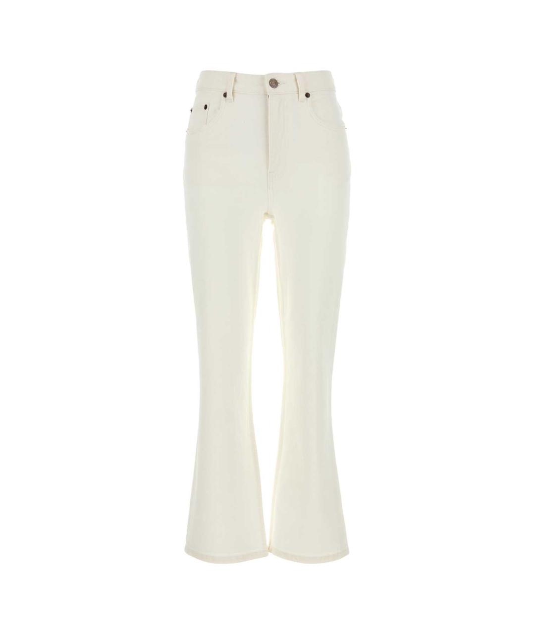 TORY BURCH Белые хлопковые прямые джинсы, фото 1