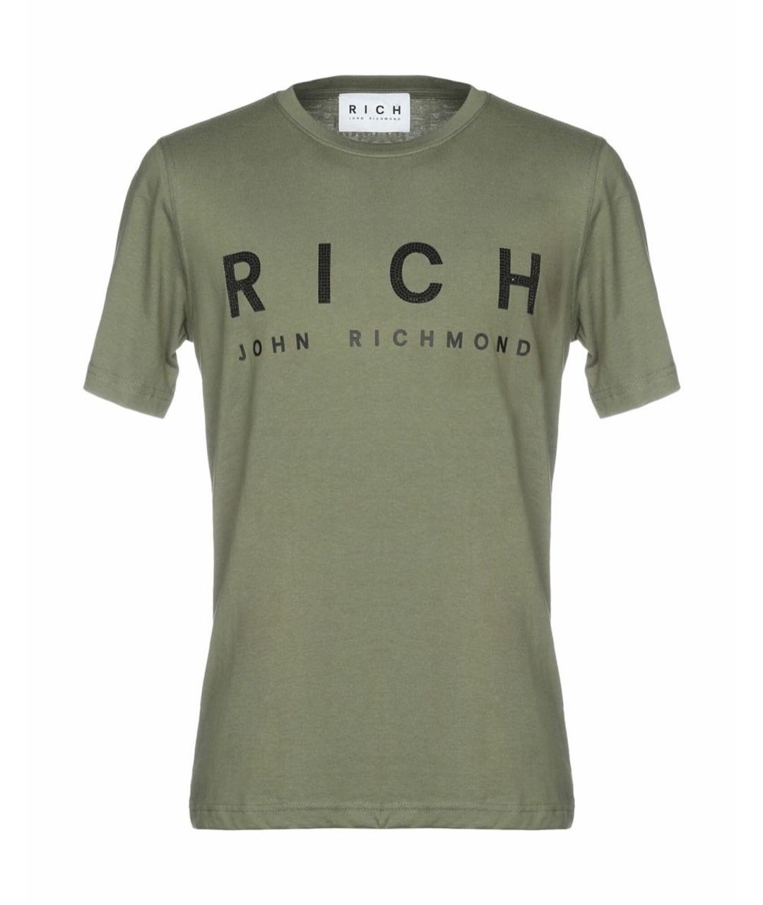 JOHN RICHMOND Хаки хлопковая футболка, фото 1