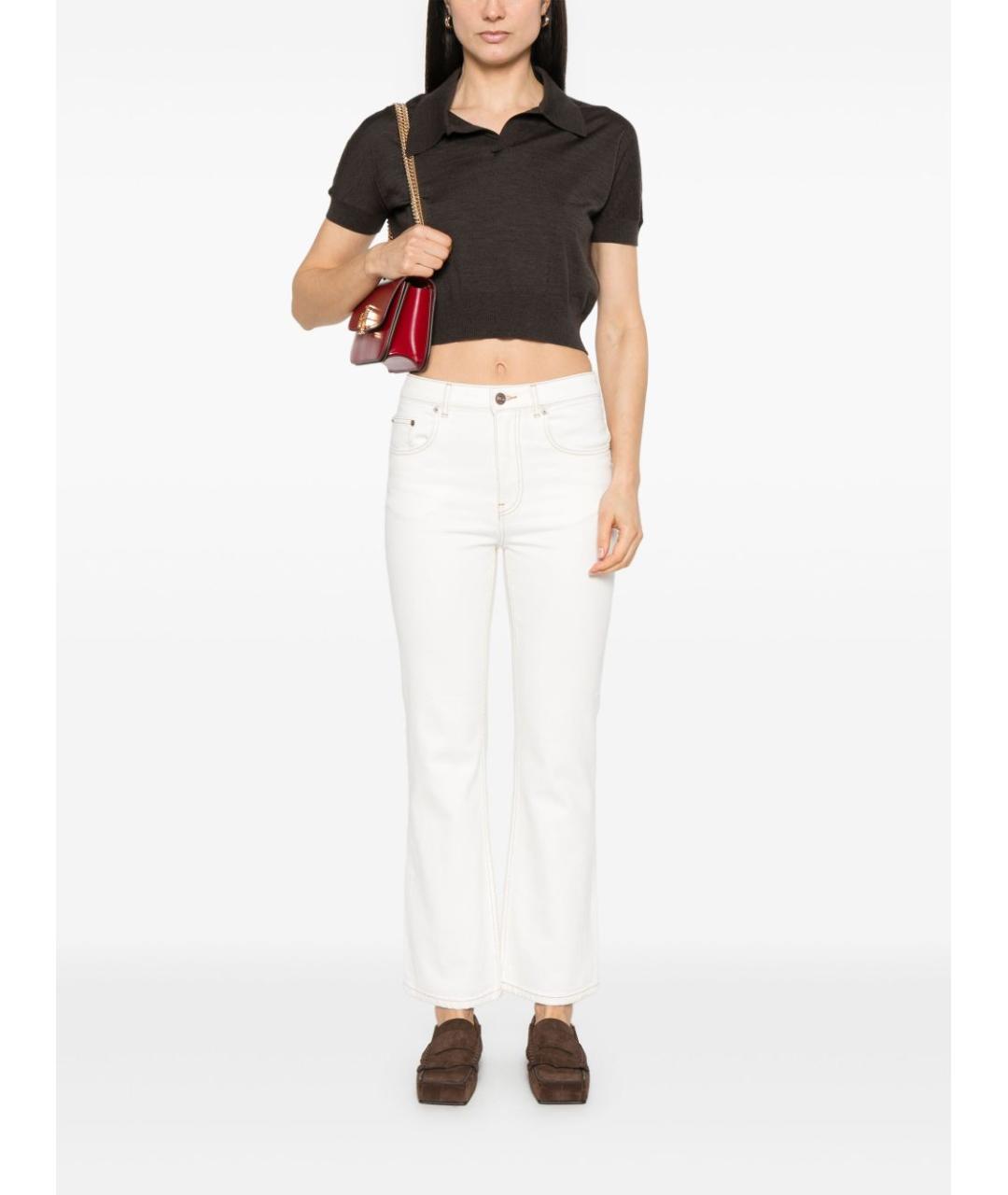 TORY BURCH Белые хлопковые прямые джинсы, фото 3