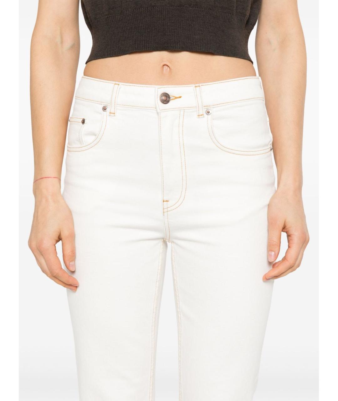 TORY BURCH Белые хлопковые прямые джинсы, фото 4