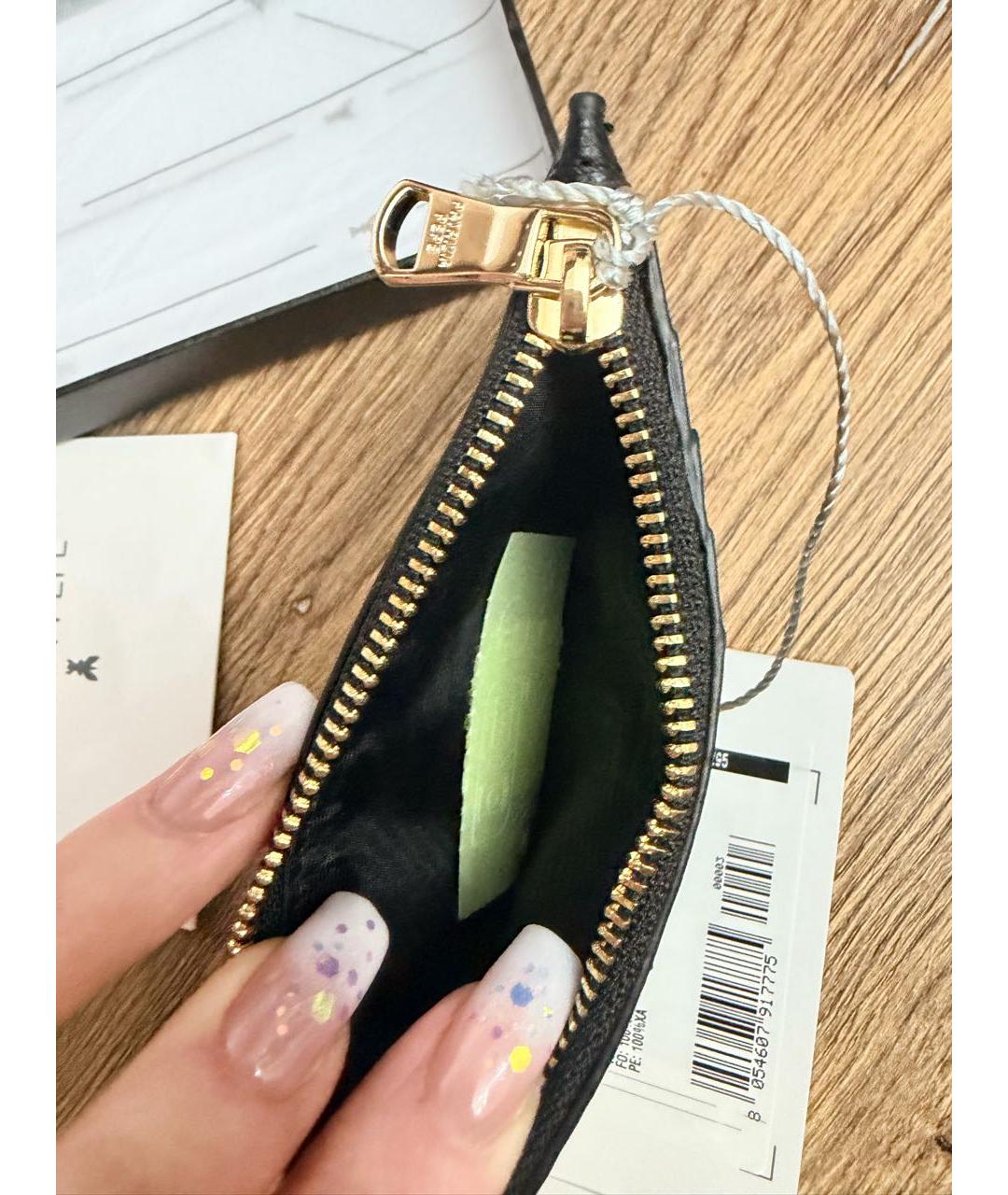 PATRIZIA PEPE Черный кожаный кардхолдер, фото 7