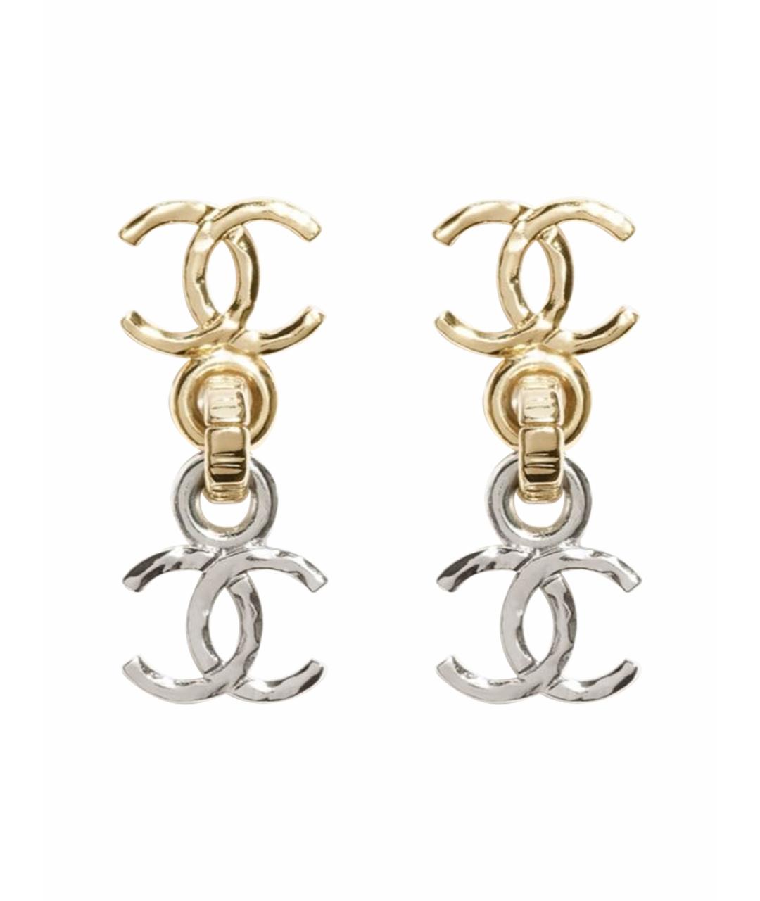 CHANEL Желтые металлические серьги, фото 1