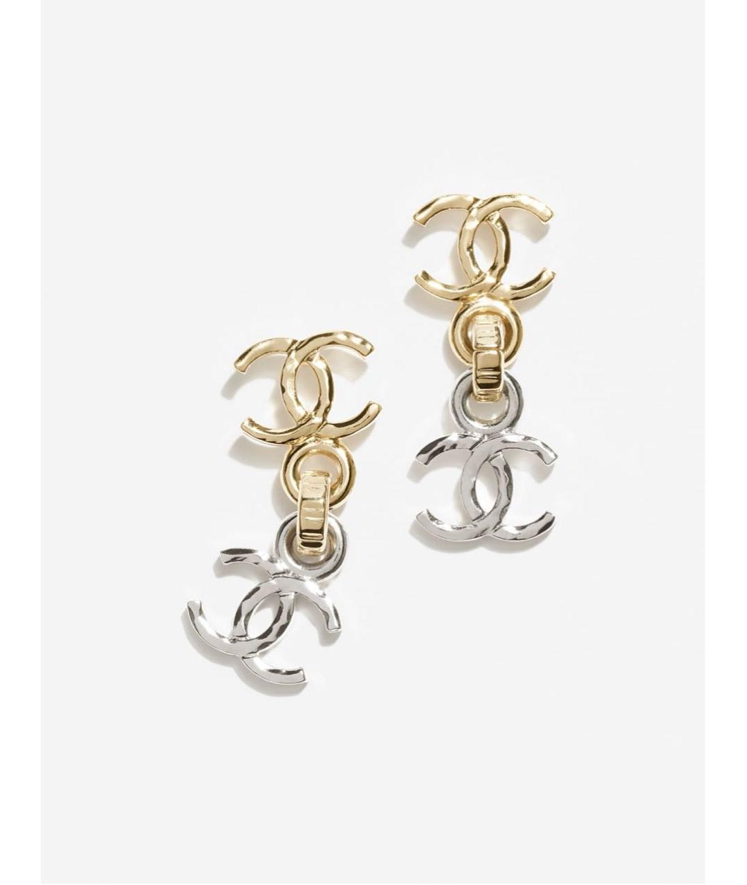 CHANEL Желтые металлические серьги, фото 5