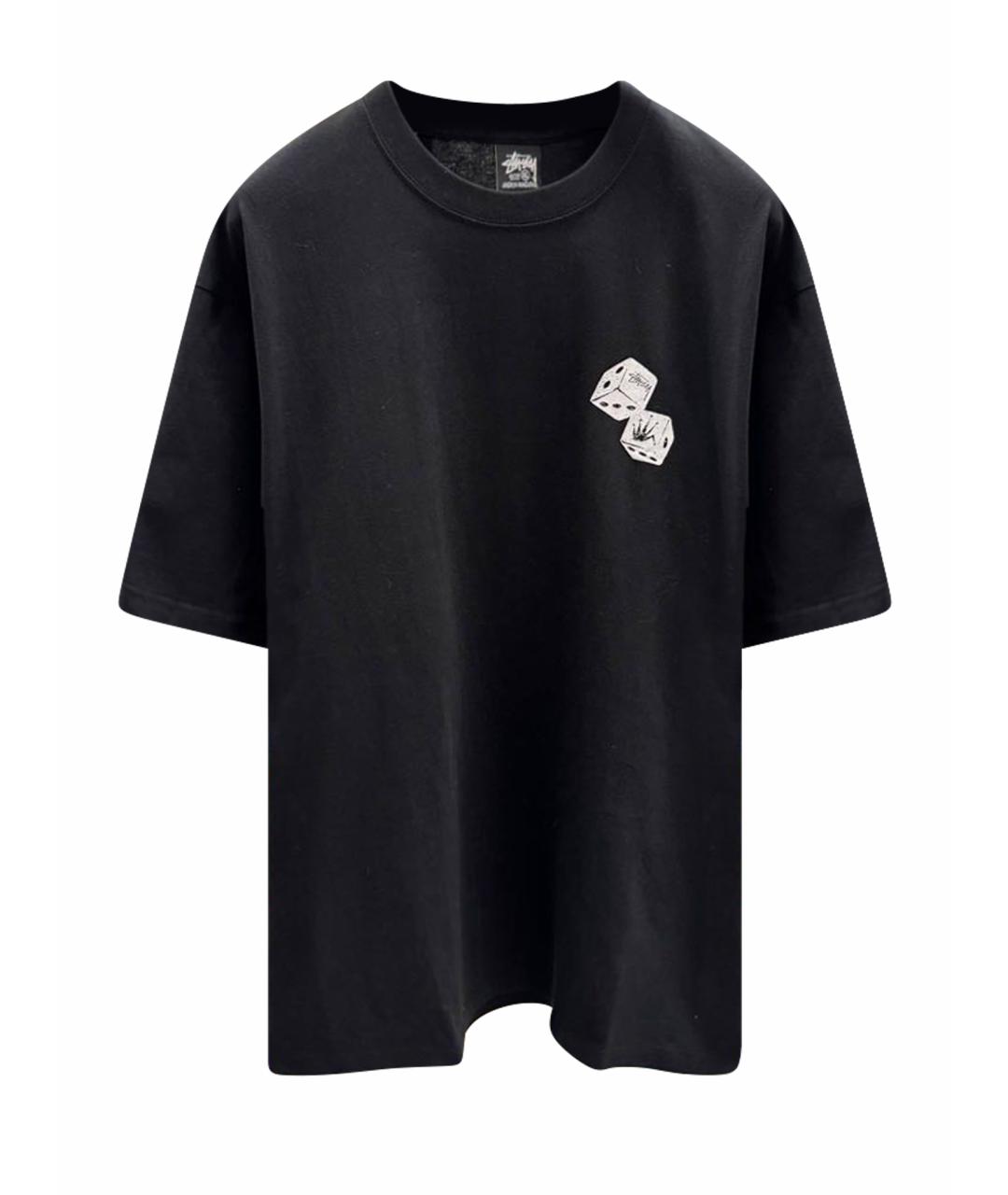 STUSSY Черная хлопковая футболка, фото 1