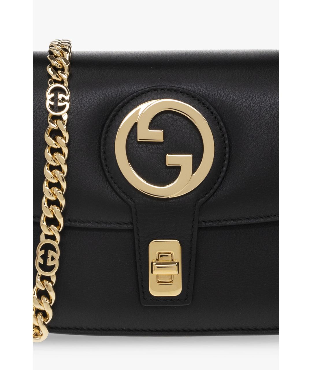 GUCCI Черная кожаная сумка с короткими ручками, фото 5