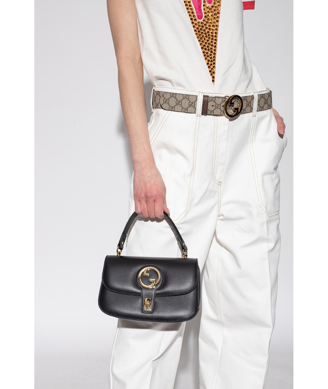 GUCCI Черная кожаная сумка с короткими ручками, фото 2