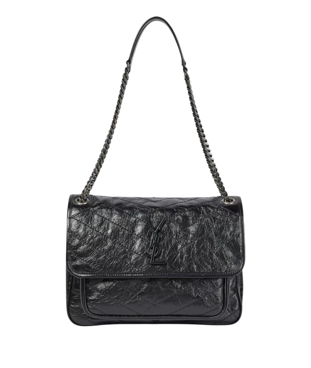 SAINT LAURENT Черная кожаная сумка через плечо, фото 1