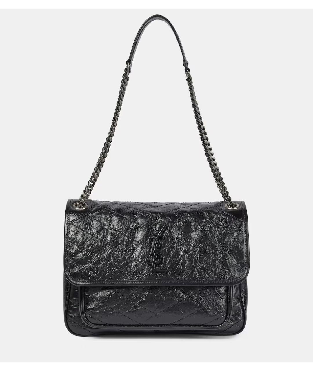 SAINT LAURENT Черная кожаная сумка через плечо, фото 9