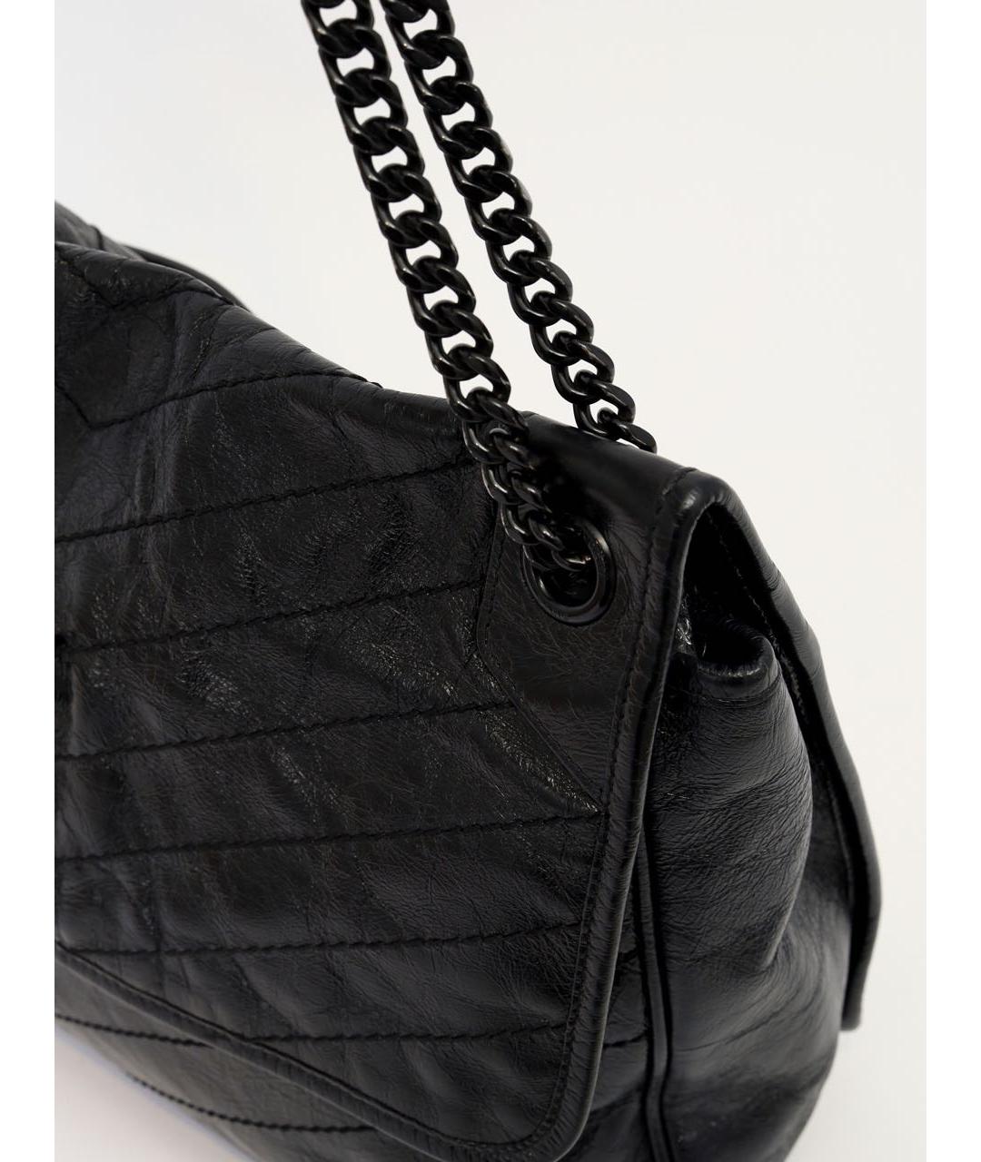 SAINT LAURENT Черная кожаная сумка через плечо, фото 6