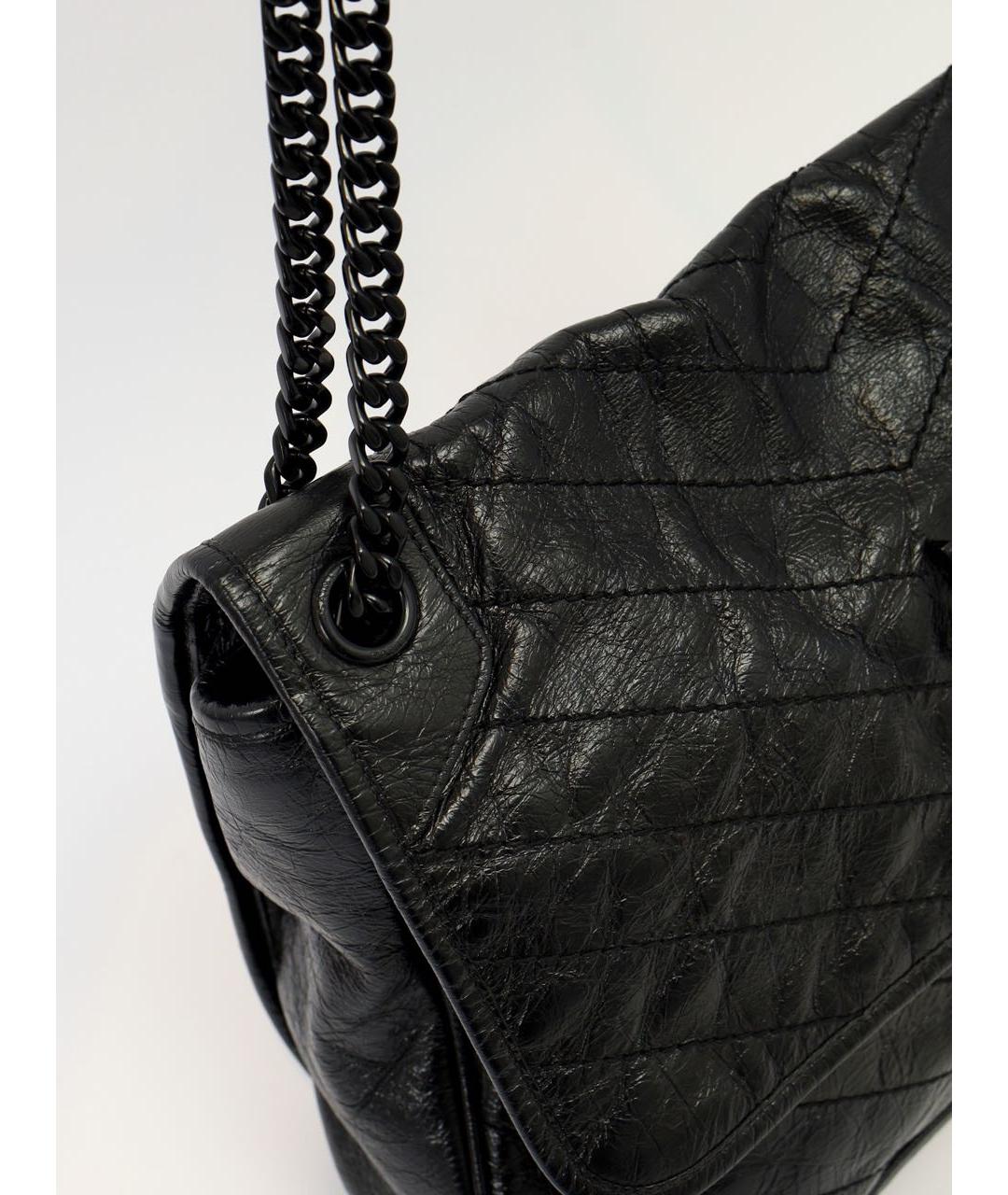 SAINT LAURENT Черная кожаная сумка через плечо, фото 5