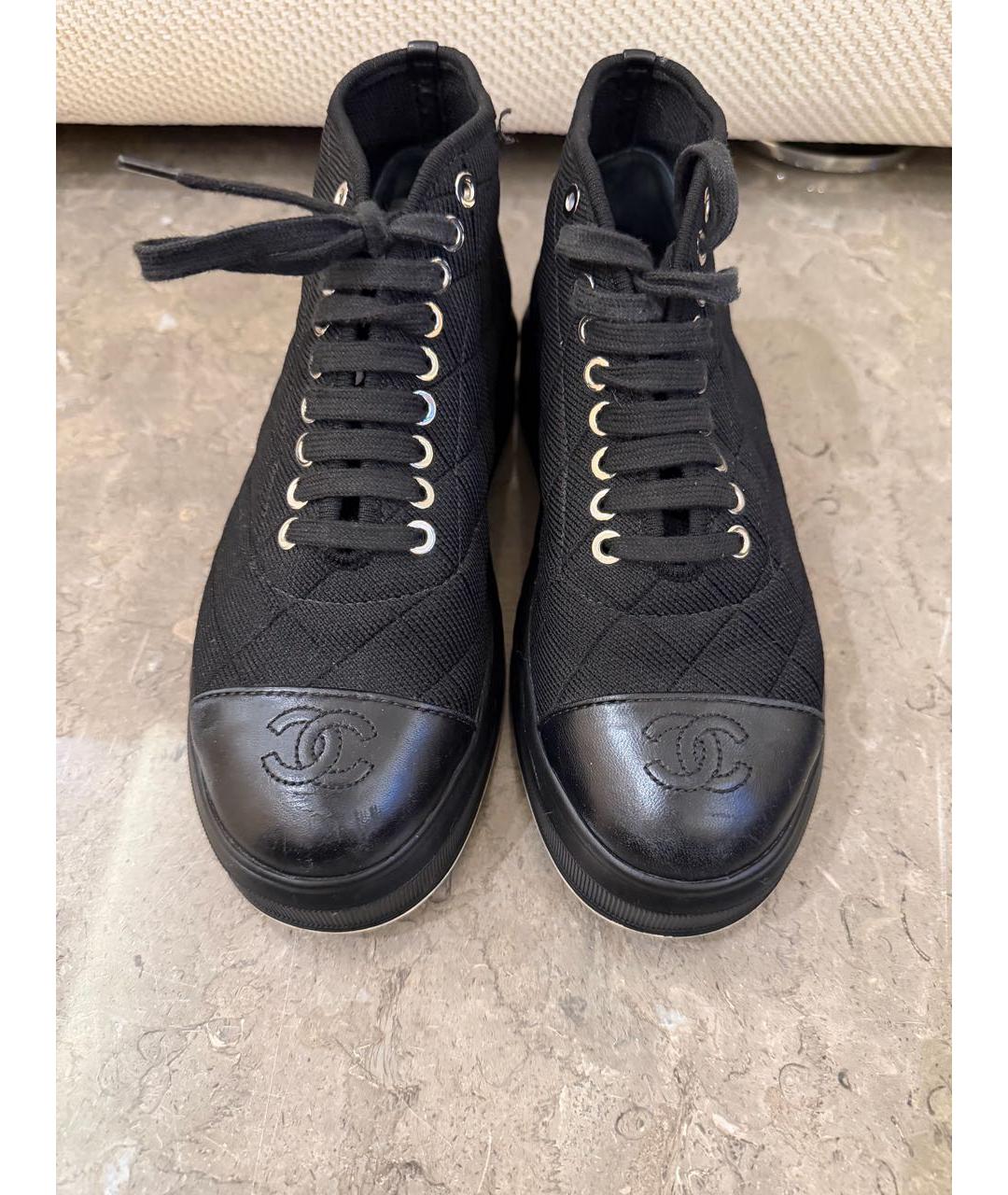 CHANEL Черные текстильные ботинки, фото 2