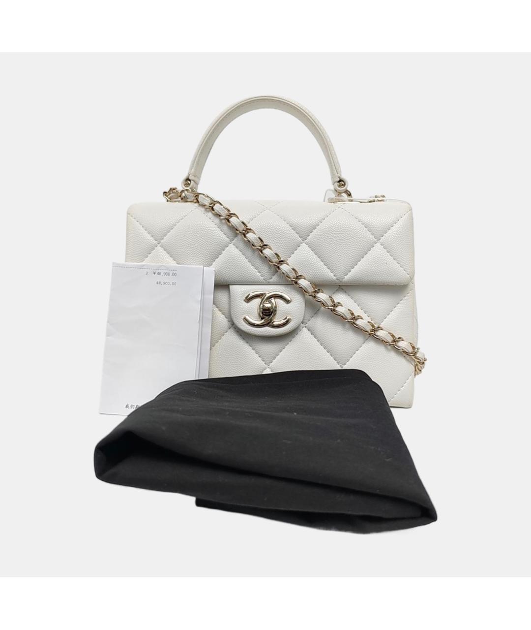 CHANEL Белая кожаная сумка через плечо, фото 6
