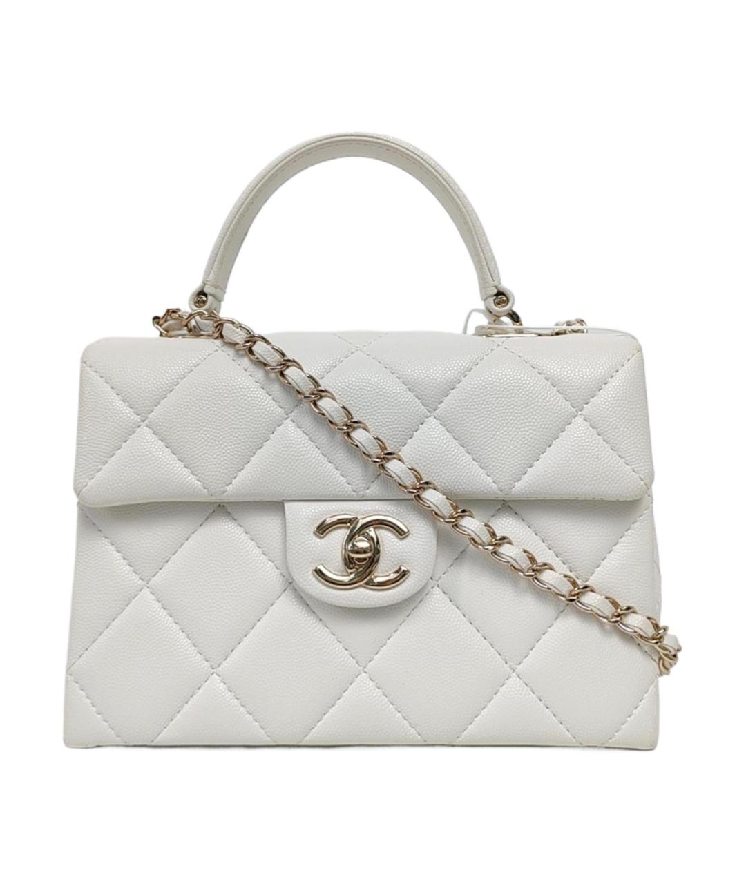 CHANEL Белая кожаная сумка через плечо, фото 10