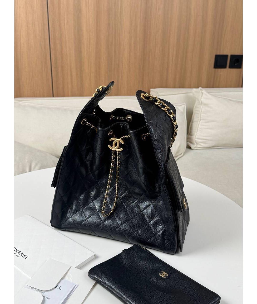 CHANEL Черная кожаная сумка через плечо, фото 3