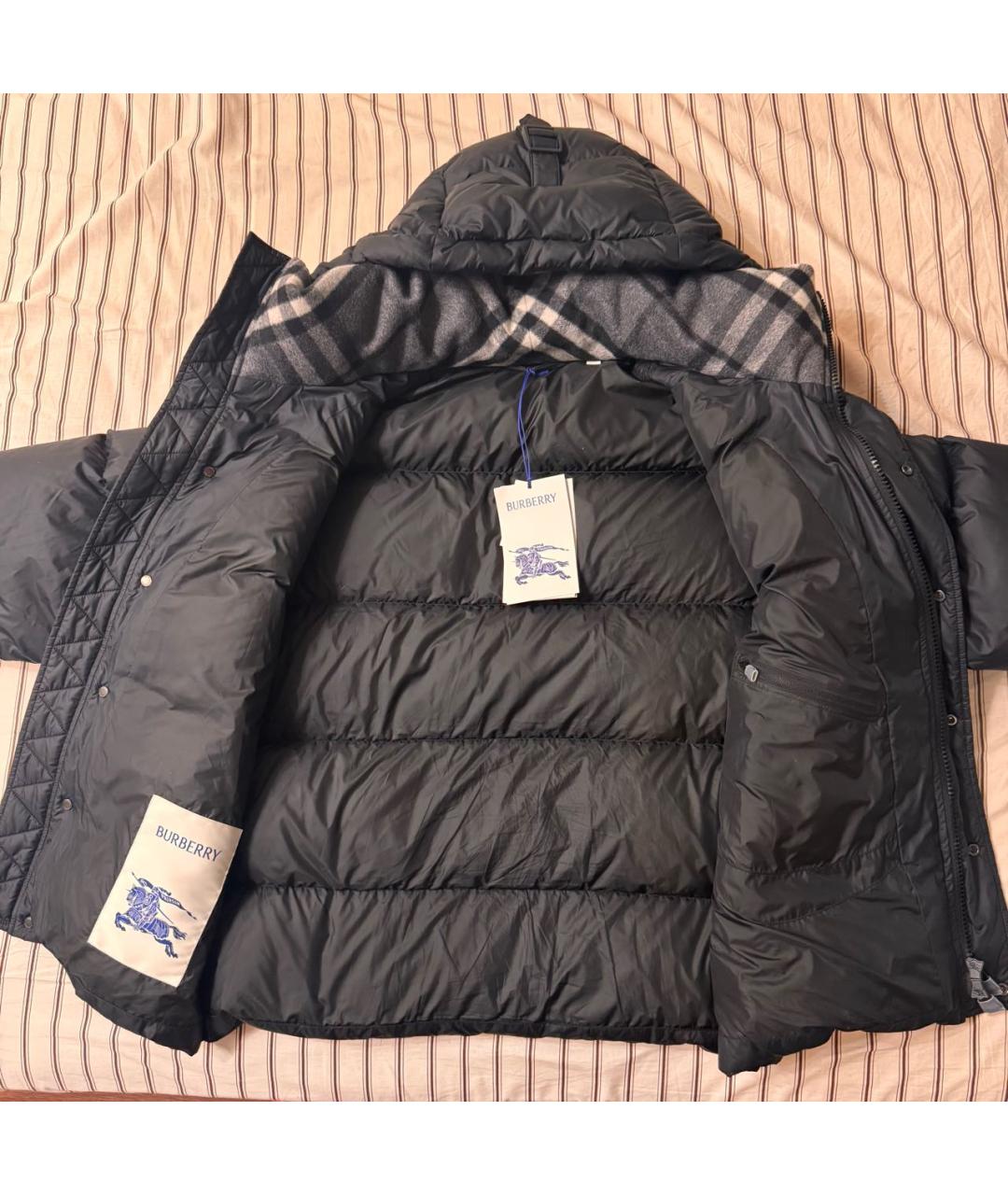 BURBERRY Черный полиамидовый пуховик, фото 5