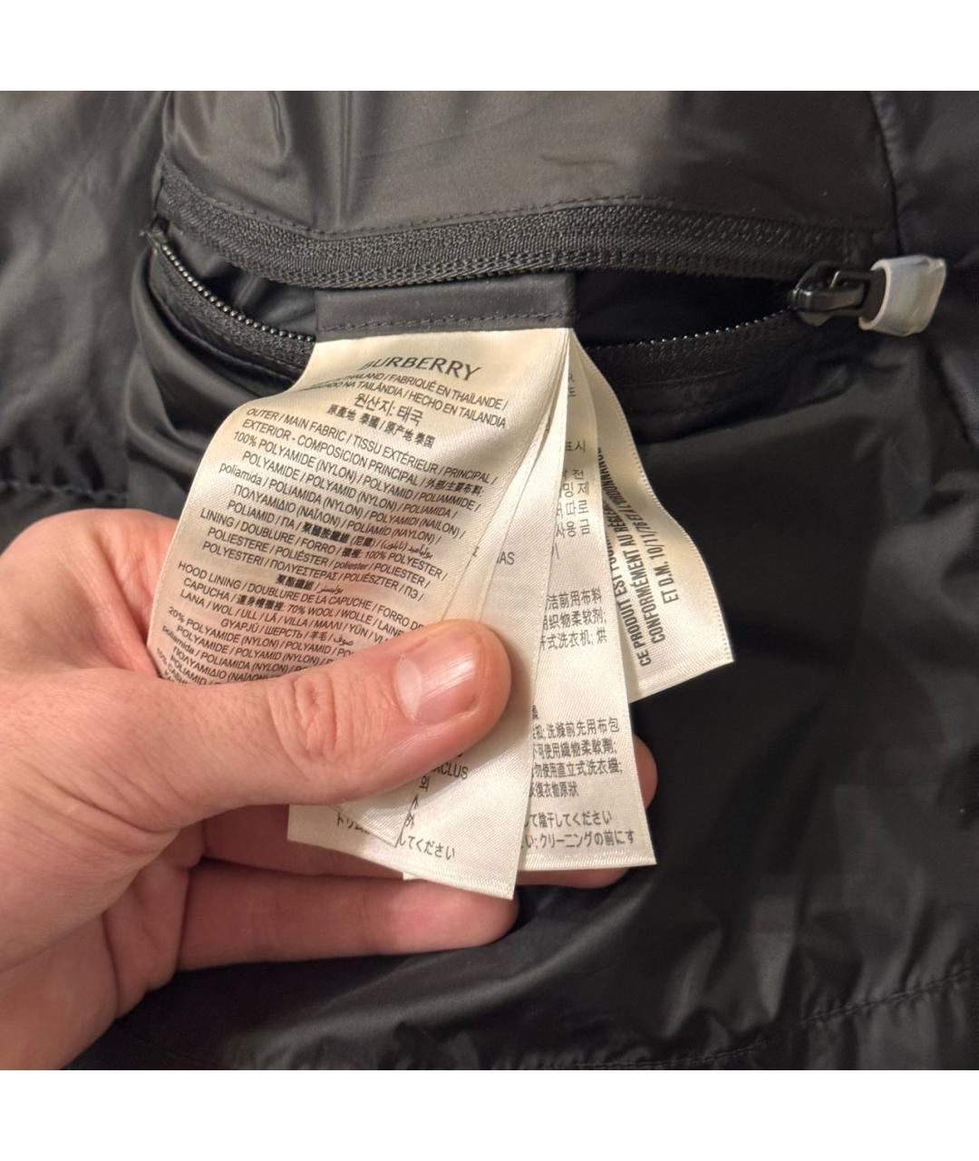 BURBERRY Черный полиамидовый пуховик, фото 7