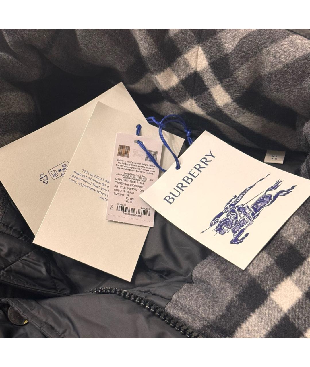 BURBERRY Черный полиамидовый пуховик, фото 3