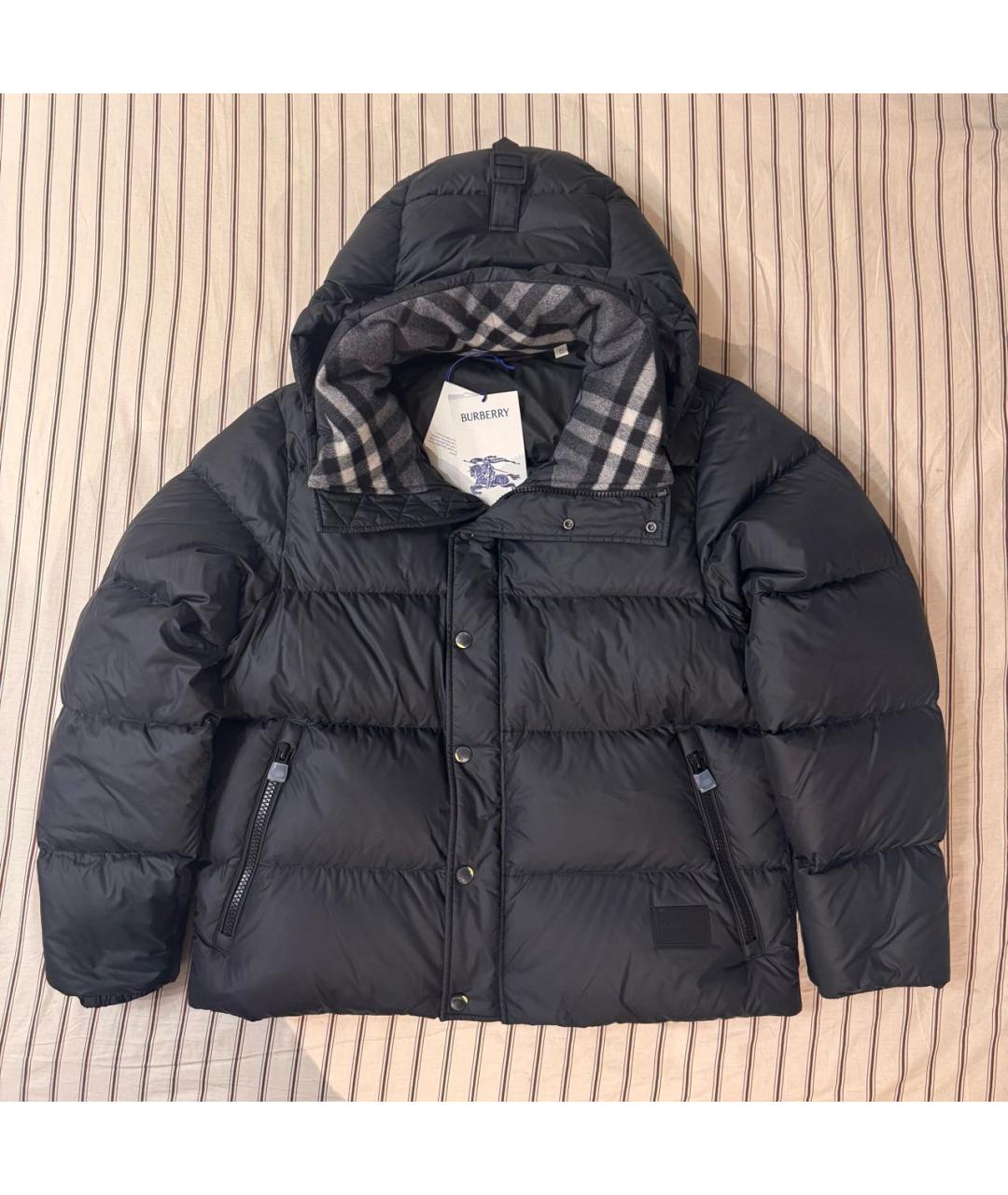 BURBERRY Черный полиамидовый пуховик, фото 9