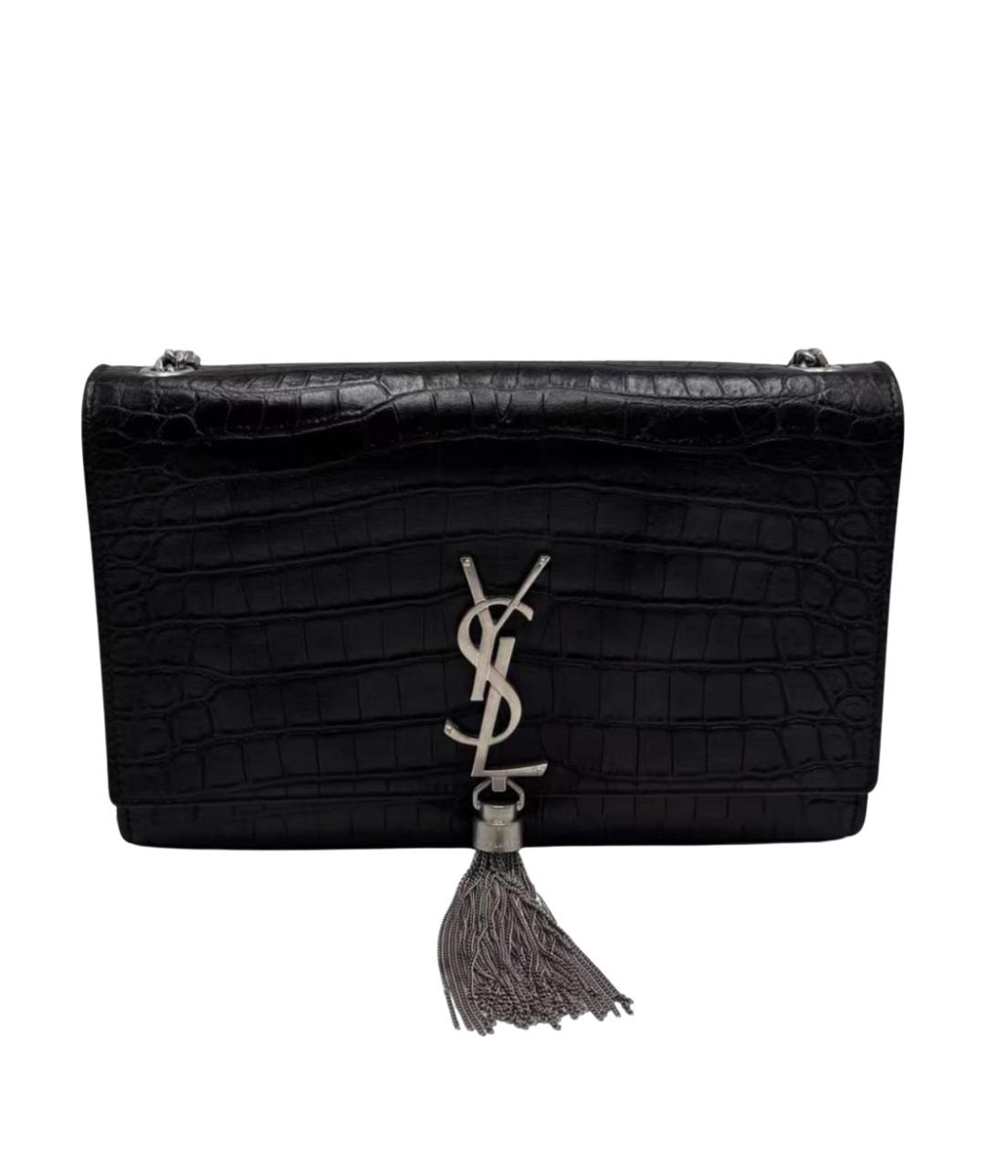 SAINT LAURENT Черная кожаная сумка через плечо, фото 1